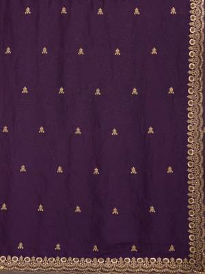 Gorgeous Purple Embroidered Tissue Silk Engagement Wear Saree With Blouse 7