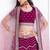 wine silky georgette embroidered wedding wear lehenga with choli and dupatta