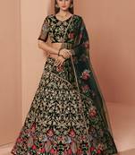 black heavy butterfly net embroidered lehenga set with choli and dupatta