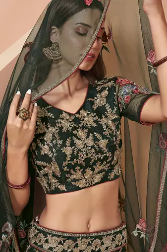 black heavy butterfly net embroidered lehenga set with choli and dupatta