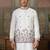 White silk premium thread & sequins embroidered work wedding festival party wear straight kurta with jacke and pant