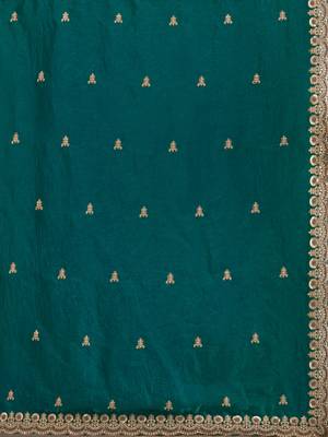Precious Rama Blue Embroidered Tissue Silk Party Wear Saree With Blouse 7