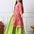 Girls    lime green lehenga with coral pink floral jacket set