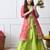 Girls    lime green lehenga with coral pink floral jacket set