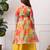 Girls mustard yellow lehenga choli set with multicolor floral  jacket