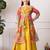 Girls mustard yellow lehenga choli set with multicolor floral  jacket