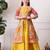 Girls mustard yellow lehenga choli set with multicolor floral  jacket