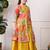 Girls mustard yellow lehenga choli set with multicolor floral  jacket