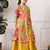 Girls mustard yellow lehenga choli set with multicolor floral  jacket