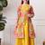 Girls mustard yellow lehenga choli set with multicolor floral  jacket