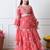 Girls peach printed lehenga choli set with embroidered yoke and dupatta