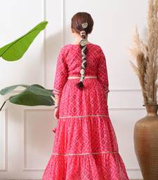 Girls pink printed lehenga choli set with embroidery and dupatta