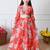 Girls red floral printed lehenga choli set with net dupatta