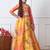 Girls yellow floral printed lehenga set with dupatta
