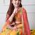 Girls yellow floral printed lehenga set with dupatta