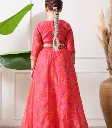 Girls pink printed lehenga choli set with dupatta     festive ethnic wear