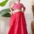 Girls rani pink embroidered lehenga choli set with dupatta