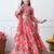 Girls coral floral printed lehenga choli set with net dupatta