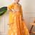 Girls mustard yellow embroidered lehenga choli set with net dupatta