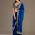 Amazing Royal Blue Embroidered Tissue Silk Reception Wear Saree With Blouse
