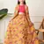 Girls mustard yellow floral printed lehenga choli set with stylish jacket