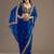 Amazing Royal Blue Embroidered Tissue Silk Reception Wear Saree With Blouse