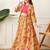 Girls mustard yellow floral printed lehenga choli set with stylish jacket