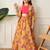 Girls mustard yellow floral printed lehenga choli set with stylish jacket