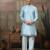 Sky blue silk premium thread & sequins embroidered work wedding festival party wear straight kurta with jacke and pant
