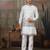 White silk premium thread & sequins embroidered work wedding festival party wear straight kurta with jacke and pant