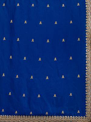 Amazing Royal Blue Embroidered Tissue Silk Reception Wear Saree With Blouse 7