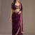 Outstanding Wine Embroidered Tissue Silk Wedding Wear Saree With Blouse