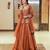 Brown simmer silk party wear  embroidery Skirt suit