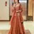 Brown simmer silk party wear  embroidery Skirt suit