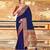 Blue colour plain border work silk saree with blouse