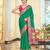 Green colour plain border work silk saree with blouse
