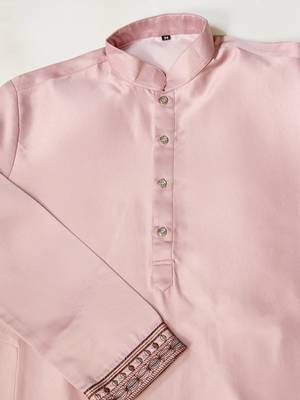 PINK SILK PREMIUM THREAD & SEQUINS EMBROIDERED WORK WEDDING FESTIVAL PARTY WEAR STRAIGHT KURTA WITH JACKE AND PANT 11