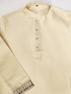 LIGHT YELLOW SILK PREMIUM THREAD & SEQUINS EMBROIDERED WORK FESTIVAL PARTY WEAR STRAIGHT KURTA WITH JACKE AND PANT 11