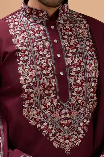 MAROON VISCOSE SILK THREAD & SEQUINS EMBROIDERED WORK FUNCTION FESTIVAL MARRIAGE PARTY WEAR STRAIGHT KURTA PANT DUPATTA