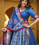blue printed art_silk lehenga choli with dupatta