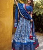 blue printed art_silk lehenga choli with dupatta