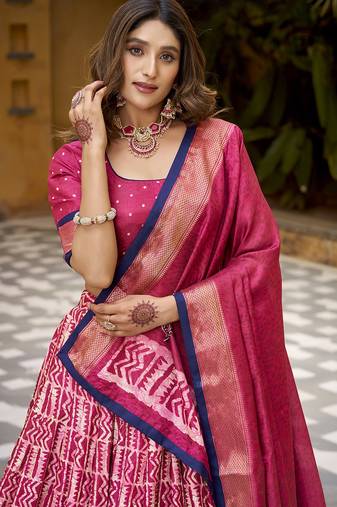 pink printed art_silk lehenga choli with dupatta