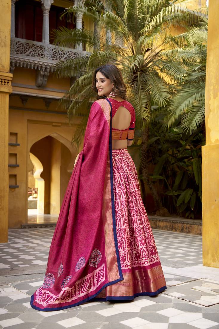 pink printed art_silk lehenga choli with dupatta