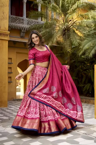 pink printed art_silk lehenga choli with dupatta