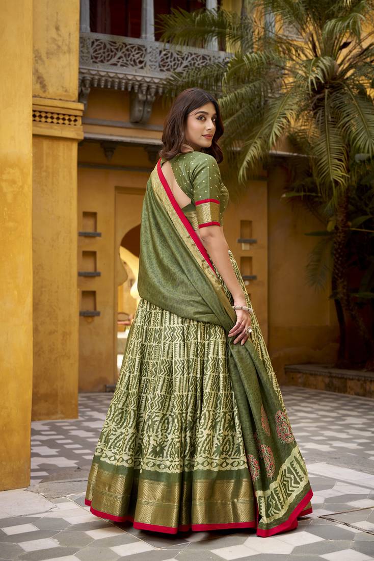 mehendi printed art_silk lehenga choli with dupatta