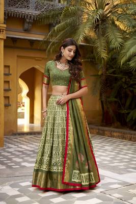 mehendi printed art_silk lehenga choli with dupatta 1