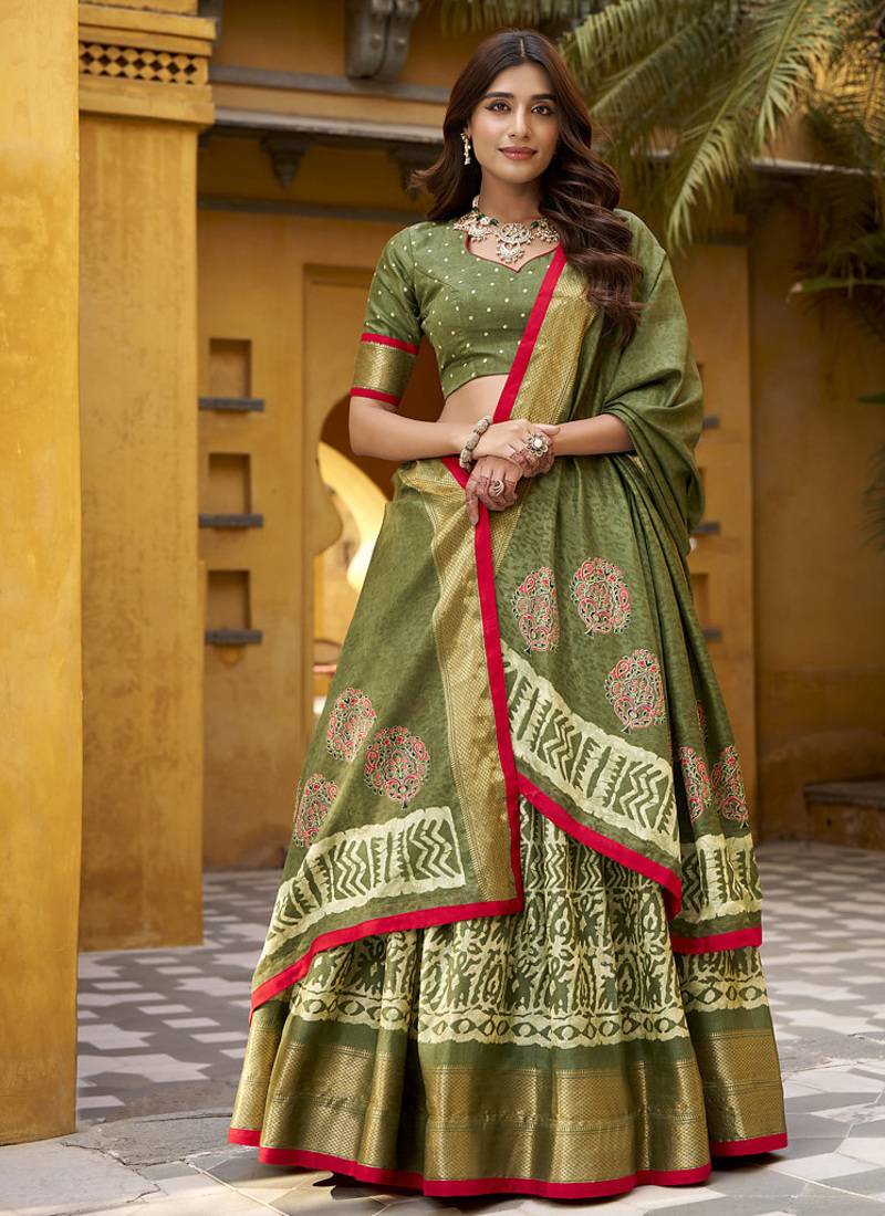 mehendi printed art_silk lehenga choli with dupatta