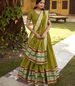 mehendi printed chanderi lehenga choli with dupatta