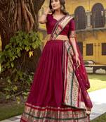 pink printed chanderi lehenga choli with dupatta