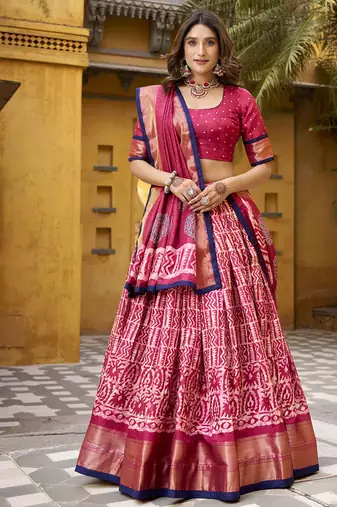 pink printed art_silk lehenga choli with dupatta